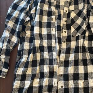 Black and White Plaid Button-Up Shirt